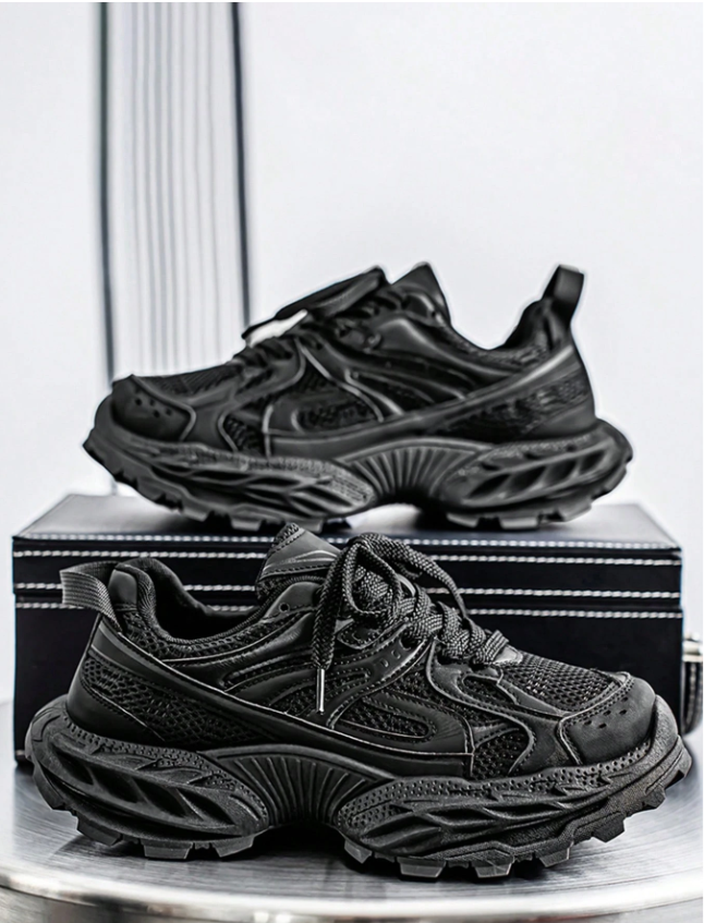 Men's Breathable New Style Mesh Thicker Sole Chunky Sneakers